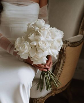 White Rose Bridal Bouquet Edmonton with fresh garden roses