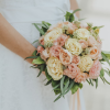 Rose and spray rose wedding bouquet with greenery in Edmonton