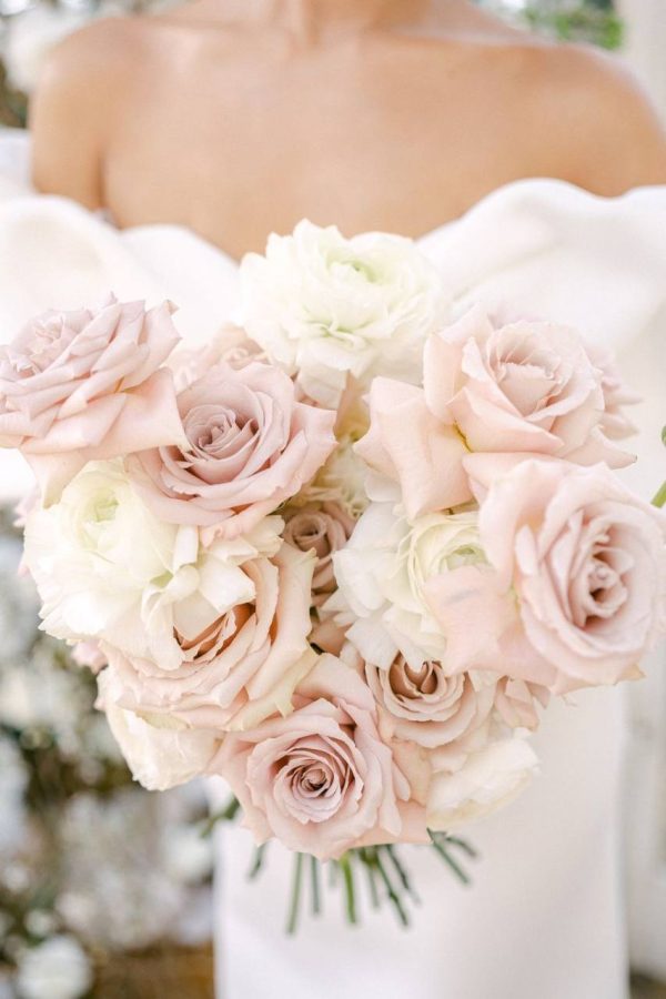 Blush Rose and Ranunculus Bridal Bouquet Edmonton with pastel tones