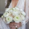 White Ranunculus Bridal Bouquet Edmonton with roses and greenery