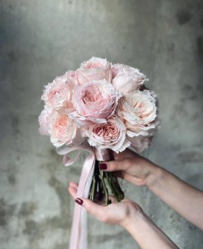 Blush Rose Bridal Bouquet Edmonton with pastel pink garden roses