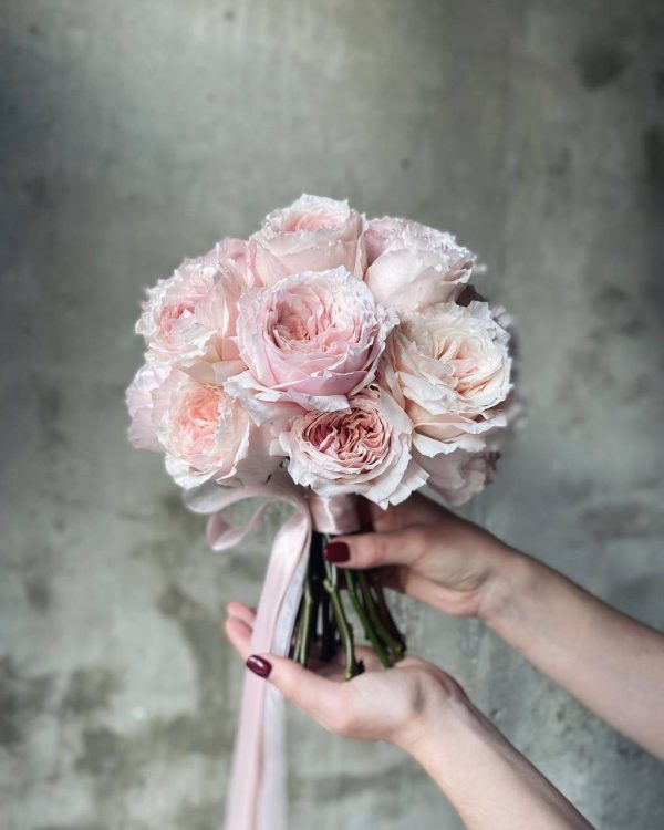 Blush Rose Bridal Bouquet Edmonton with pastel pink garden roses